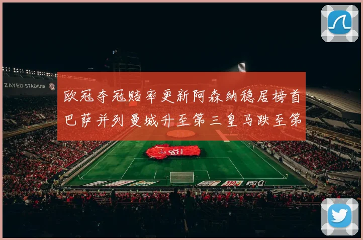 欧冠夺冠赔率更新阿森纳稳居榜首巴萨并列曼城升至第三皇马跌至第七